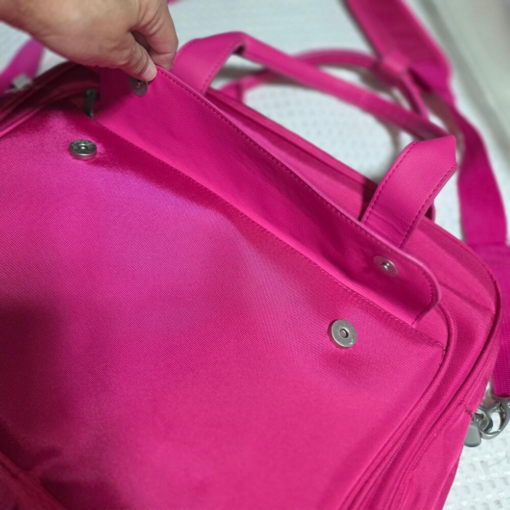 SAMANTHA BROWN PINK SOLID CONVERTIBLE CARRYALL SATCHEL BAG - Picture 5 of 10